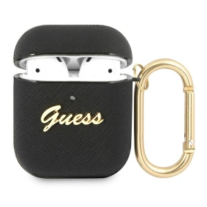 Kup Etui Guess GUA2SASMK pentru Apple AirPods, negru/black, Saffiano Script Metal Collection - GUE1164BLK - {ean13} - Sklep Home Screen