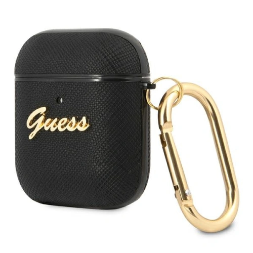 Kup Etui Guess GUA2SASMK Apple AirPods cover czarny/black Saffiano Script Metal Collection - GUE1164BLK - {ean13} - Sklep Home Screen
