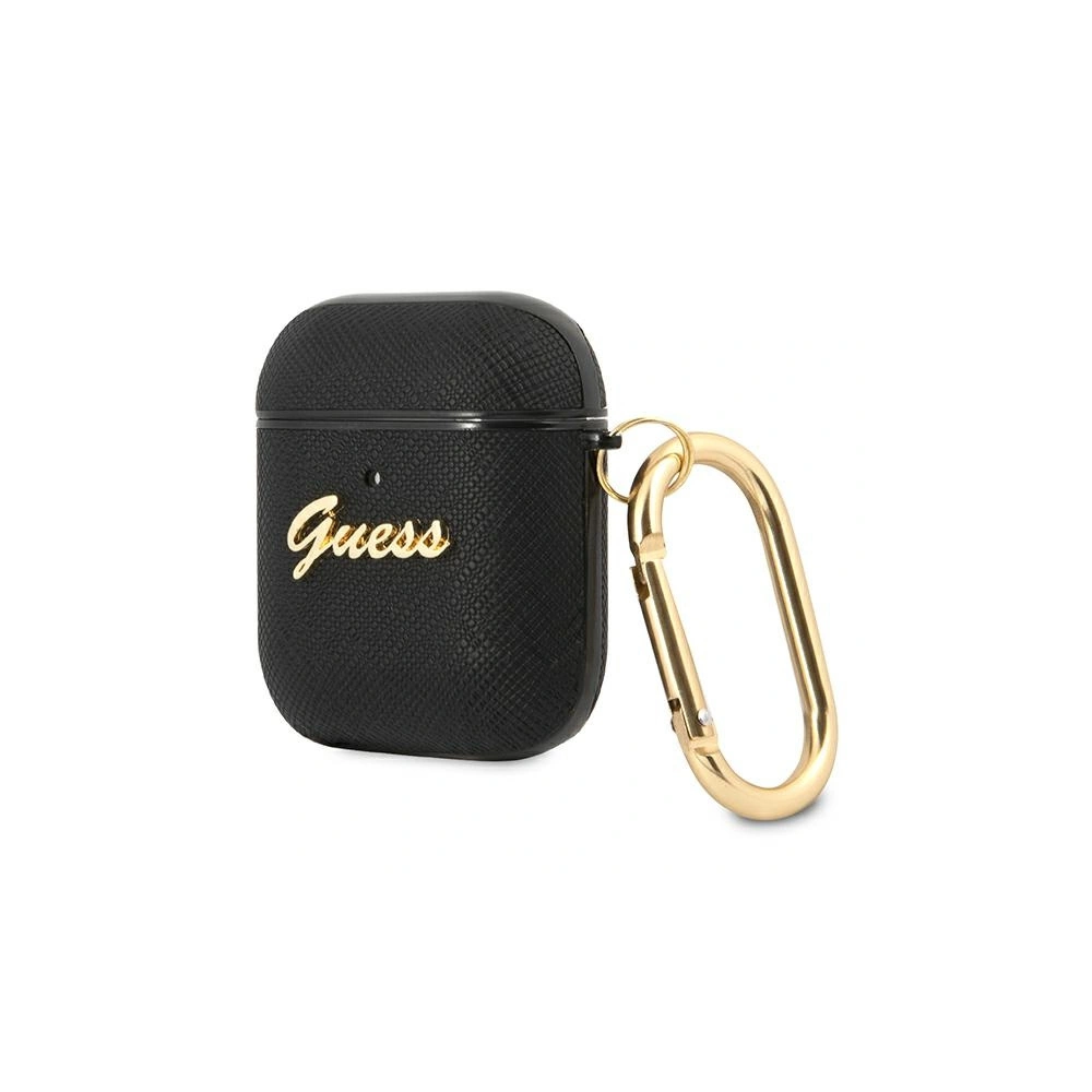 Etui Guess GUA2SASMK Apple AirPods cover czarny/black Saffiano Script Metal Collection
