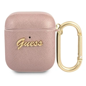 Kup Etui Guess GUA2SASMP pentru Apple AirPods, roz/pink Saffiano Script Metal Collection - GUE1165PNK - {ean13} - Sklep Home Screen