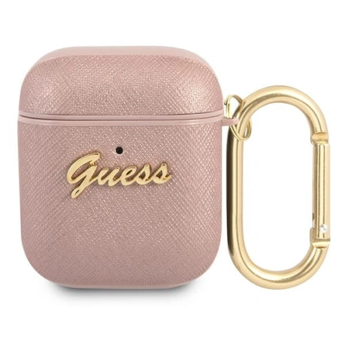 Kup Etui Guess GUA2SASMP pentru Apple AirPods, roz/pink Saffiano Script Metal Collection - GUE1165PNK - {ean13} - Sklep Home Screen