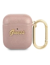 Etui Guess GUA2SASMP pentru Apple AirPods, roz/pink Saffiano Script Metal Collection