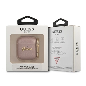 Kup Etui Guess GUA2SASMP pentru Apple AirPods, roz/pink Saffiano Script Metal Collection - GUE1165PNK - {ean13} - Sklep Home Screen