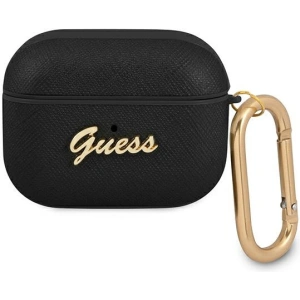 Kup Etui Guess GUAPSASMK Apple AirPods Pro cover czarny/black Saffiano Script Metal Collection - GUE1169BLK - {ean13} - Sklep Home Screen