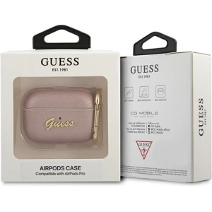 Buy Guess GUAPSASMP Apple AirPods Pro cover pink Saffiano Script Metal Collection - GUE1170PNK - {ean13} - Home Screen Store Europe