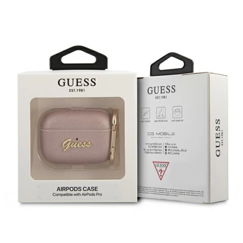 Kup Etui Guess GUAPSASMP Apple AirPods Pro kryt růžový/pink Saffiano Script Metal Collection - GUE1170PNK - {ean13} - Sklep Home Screen