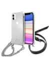Guess Apple Case GUHCN61KC4GSSI iPhone 11 Transparentes Hartschalenetui 4G Silber Kette