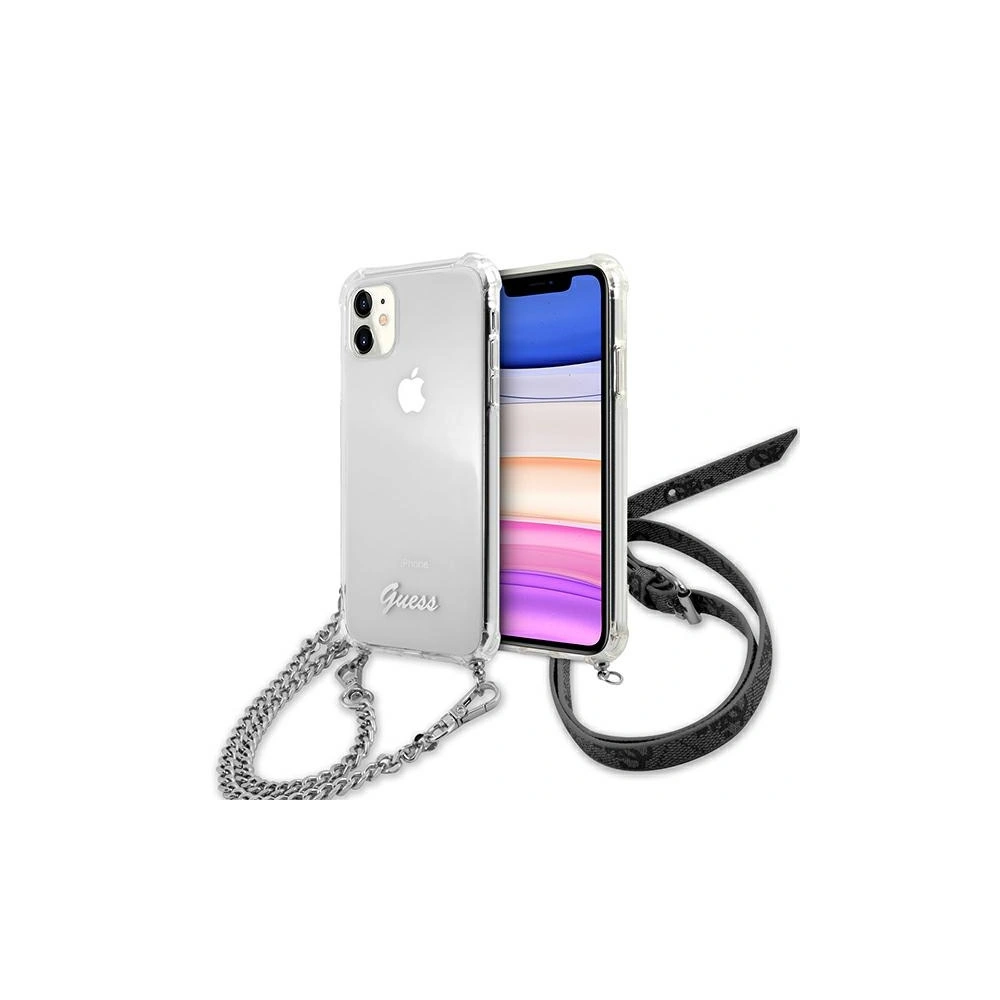 Etui Guess GUHCN61KC4GSSI Apple iPhone 11 Transparent hardcase 4G Silver Chain
