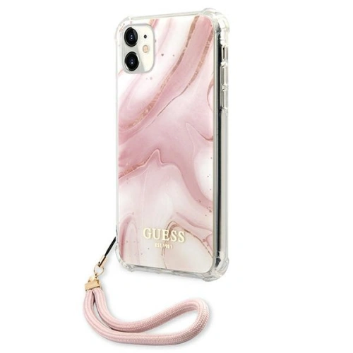 Buy Guess GUHCN61KSMAPI Apple iPhone 11 pink hardcase Marble with cord Collection - GUE1183PNK - {ean13} - Home Screen Store Europe