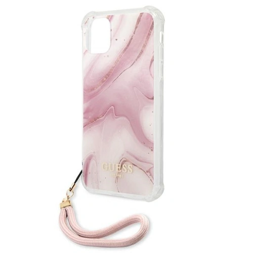 Kup Etui Guess GUHCN61KSMAPI Apple iPhone 11 różowy/pink hardcase Marble with cord Collection - GUE1183PNK - {ean13} - Sklep Home Screen