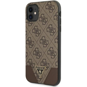 Etui Guess GUHCN61PU4GHBR Apple iPhone 11 brązowy/brown hardcase 4G Triangle Collection