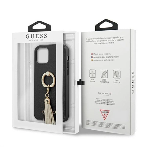Kup Etui Guess GUHCP12LRSSABK Apple iPhone 12 Pro Max czarny/black hardcase Saffiano with ring stand - GUE1192BLK - {ean13} - Sklep Home Screen