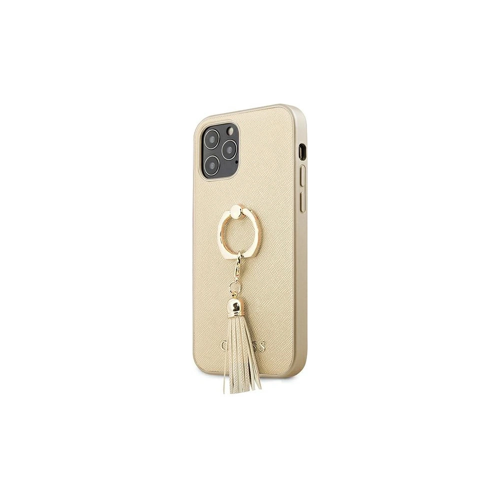 Etui Guess GUHCP12MRSSABE Apple iPhone 12/12 Pro beige/beżowy hardcase Saffiano with ring stand