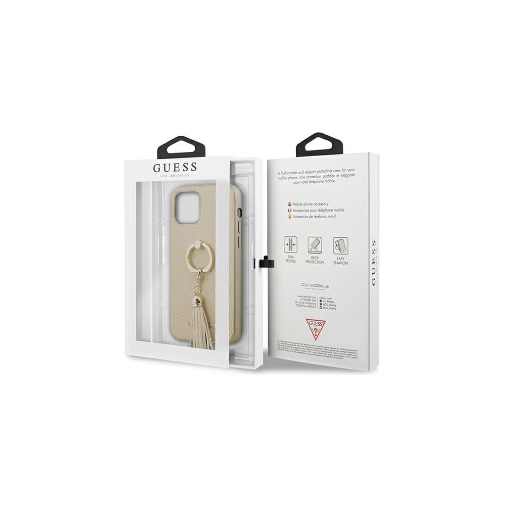 Etui Guess GUHCP12MRSSABE Apple iPhone 12/12 Pro beige/beżowy hardcase Saffiano with ring stand