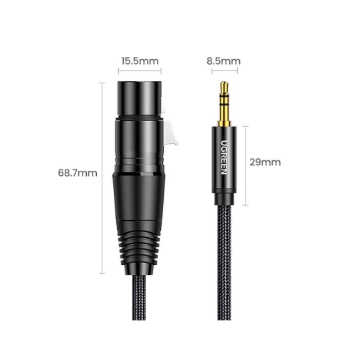 Kup UGREEN AV182 Kabel XLR samice na jack 3.5 samec - 2m (černý) - UGR984BLK - {ean13} - Sklep Home Screen