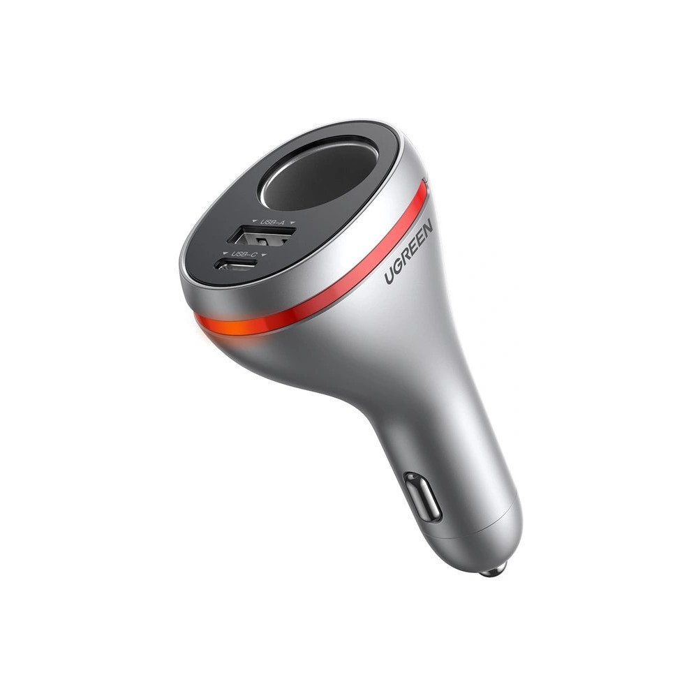 Ładowarka samochodowa UGREEN CD204 z gniazdem zapalniczki, USB, USB-C, 84W (szara)