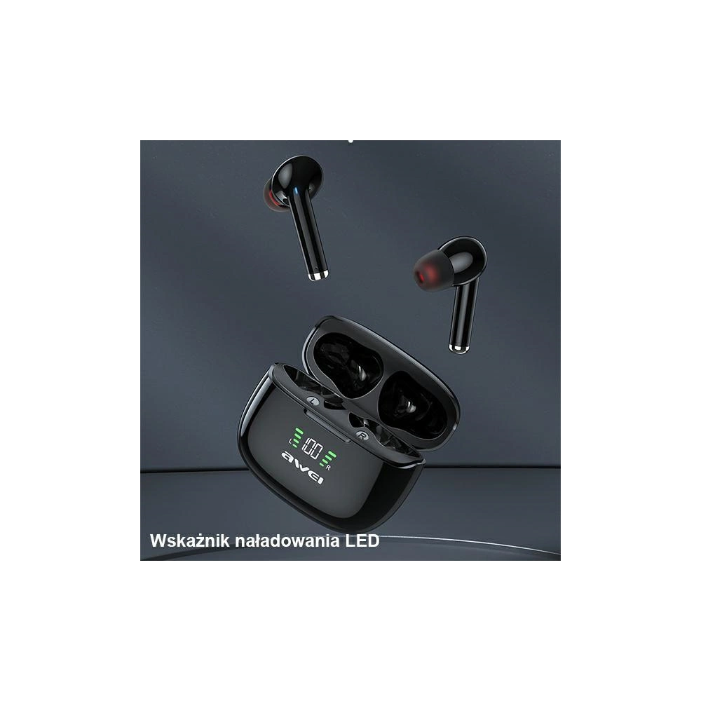 AWEI słuchawki sportowe Bluetooth 5.2 TA8 TWS + stacja dokująca czarny/black