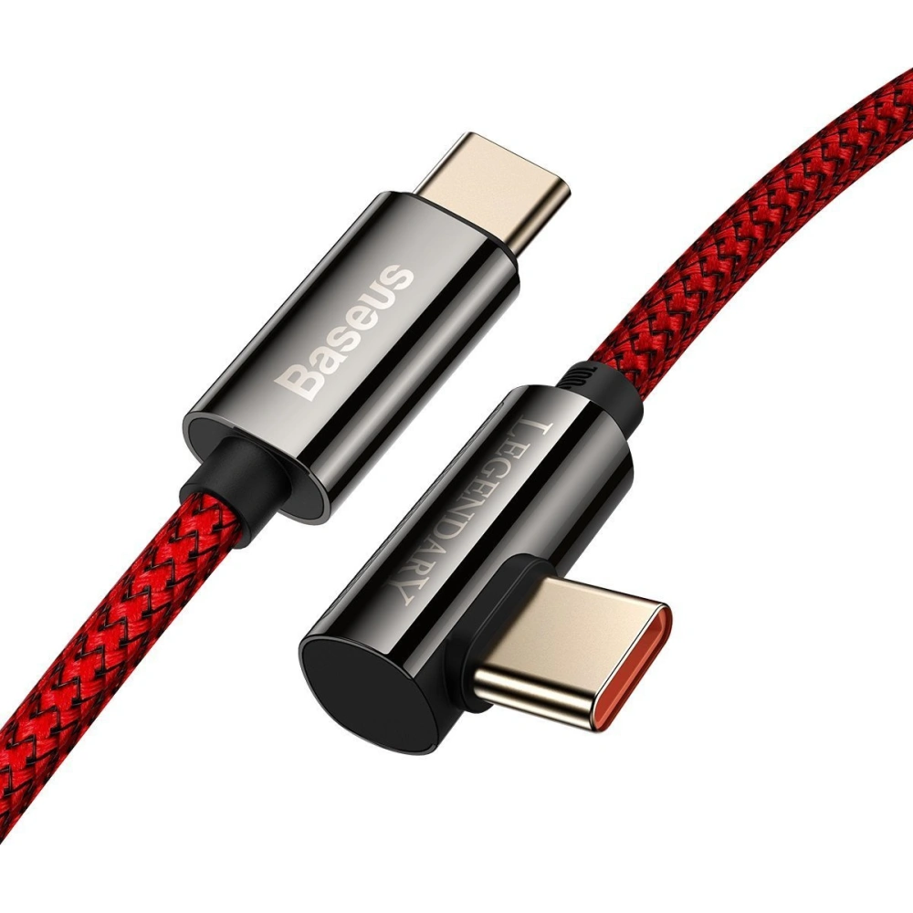 Kabel USB-C do USB-C kątowy Baseus Legend Series, PD, 100W, 1m (czerwony)