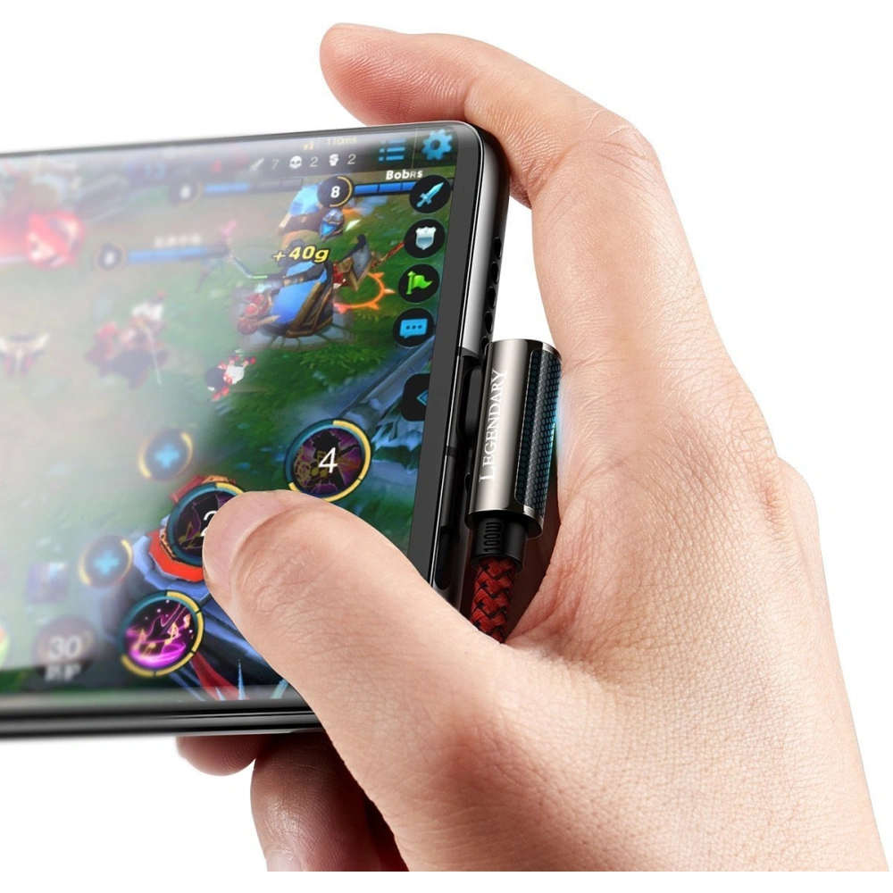 Kabel USB-C do USB-C kątowy Baseus Legend Series, PD, 100W, 1m (czerwony)