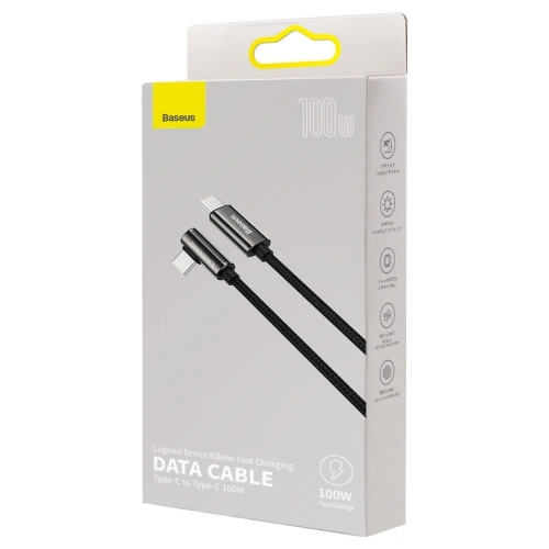 Kup Kabel USB-C do USB-C kątový Baseus Legend Series, PD, 100W, 1m (černý) - BSU2882BLK - {ean13} - Sklep Home Screen