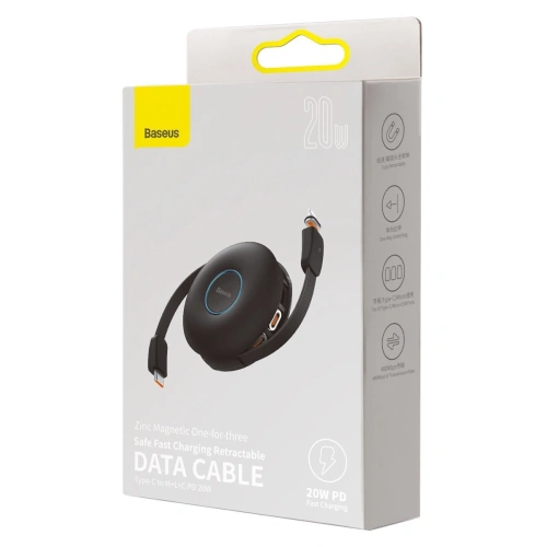 Kup Kabel USB magnetyczny Baseus Zinc 3w1 USB-C / Lightning / Micro 20W, 1m (czarny) - BSU2884BLK - {ean13} - Sklep Home Screen