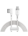 Cablul magnetic unghiular Baseus Zinc Magnetic, USB-C la MagSafe, 60W, 2m (alb)