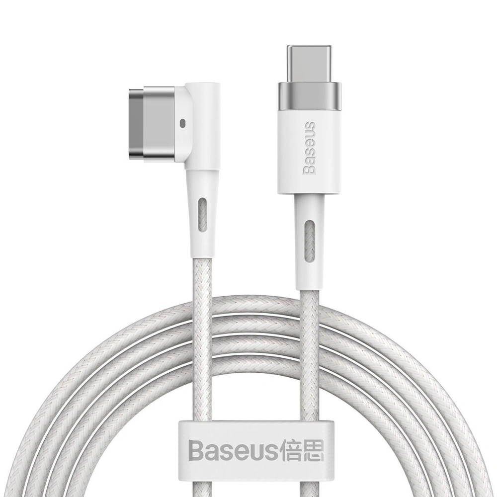 Kabel magnetyczny kątowy Baseus Zinc Magnetic, USB-C do MagSafe, 60W, 2m (biały)