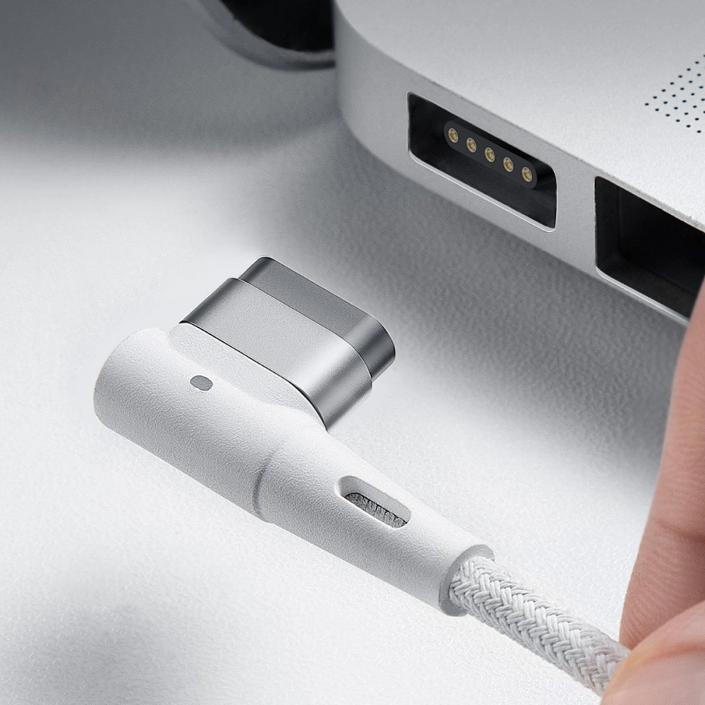Kabel magnetyczny kątowy Baseus Zinc Magnetic, USB-C do MagSafe, 60W, 2m (biały)