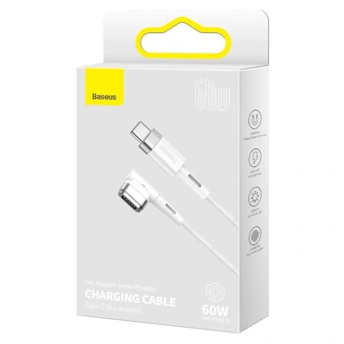 Kup Kabel magnetický úhlový Baseus Zinc Magnetic, USB-C do MagSafe, 60W, 2m (bílý) - BSU2885WHT - {ean13} - Sklep Home Screen