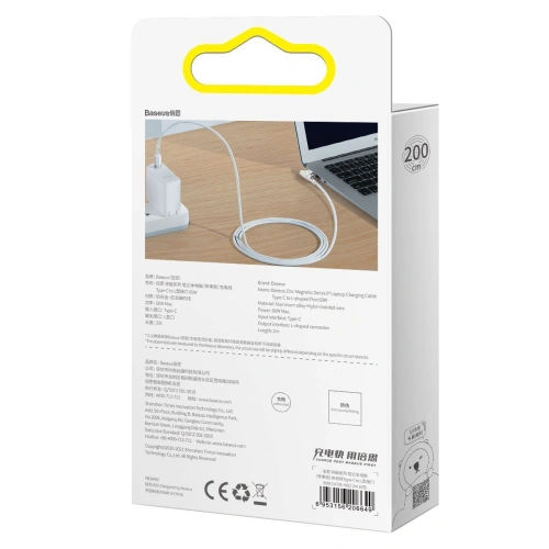 Kup Kabel magnetický úhlový Baseus Zinc Magnetic, USB-C do MagSafe, 60W, 2m (bílý) - BSU2885WHT - {ean13} - Sklep Home Screen