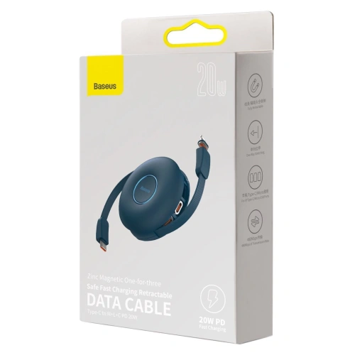 Kup Kabel USB magnetyczny Baseus Zinc 3w1 USB-C / Lightning / Micro 20W, 1m (niebieski) - BSU2888BLU - {ean13} - Sklep Home Screen