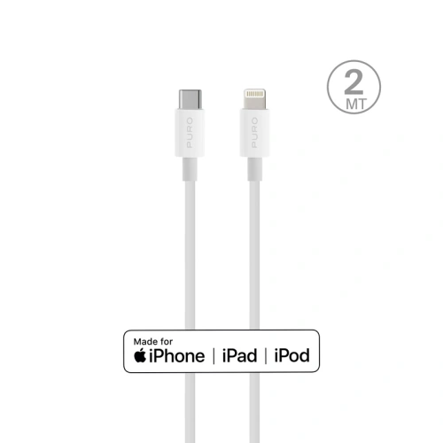 Buy PURO Plain USB-C to Lightning MFi Cable 2m (white) - PUR445WHT - {ean13} - Home Screen Store Europe