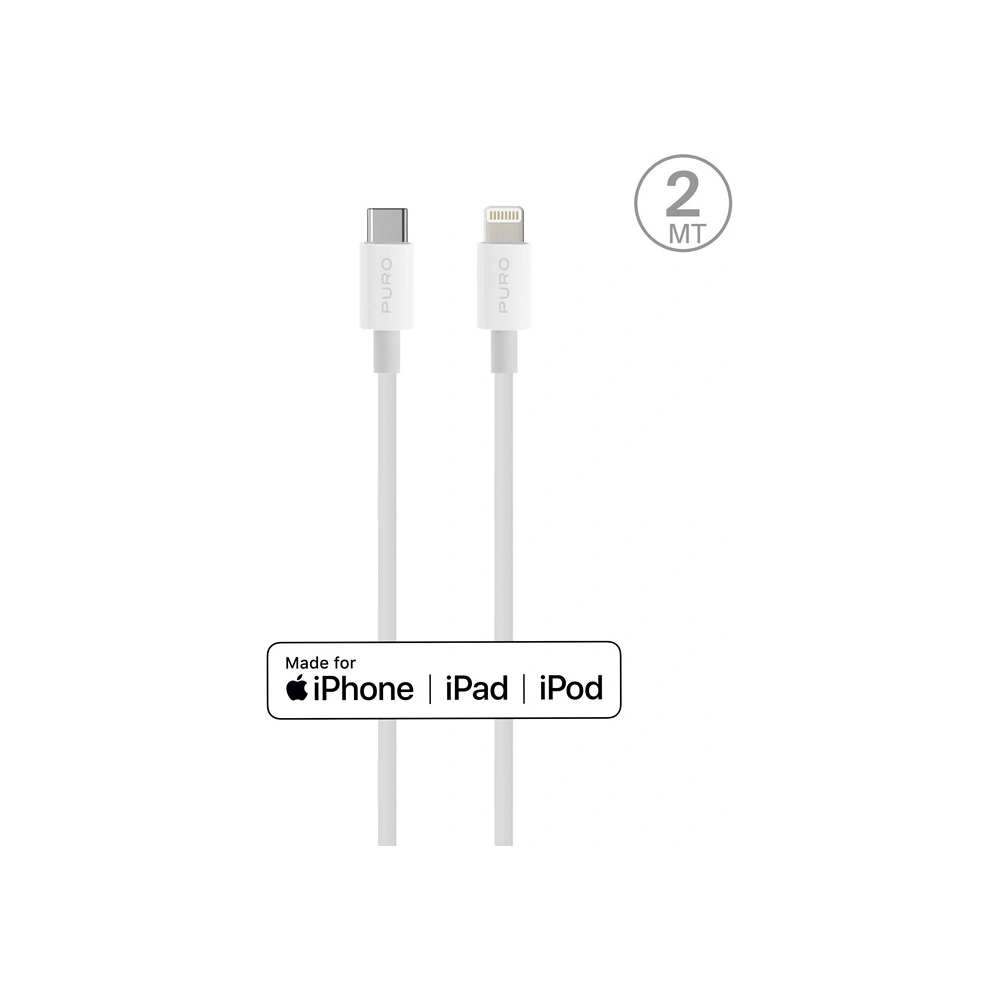 Kabel PURO Plain USB-C na Lightning MFi 2m (biały)