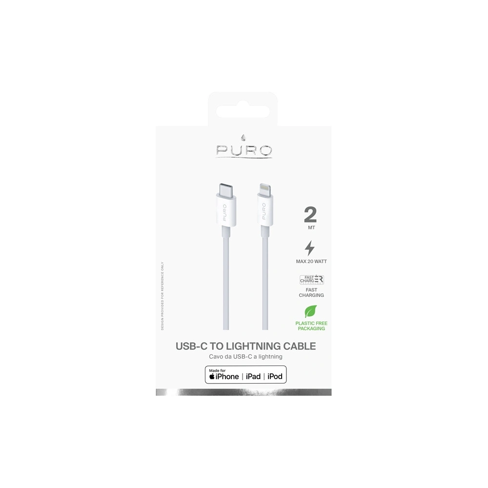 Kabel PURO Plain USB-C na Lightning MFi 2m (biały)