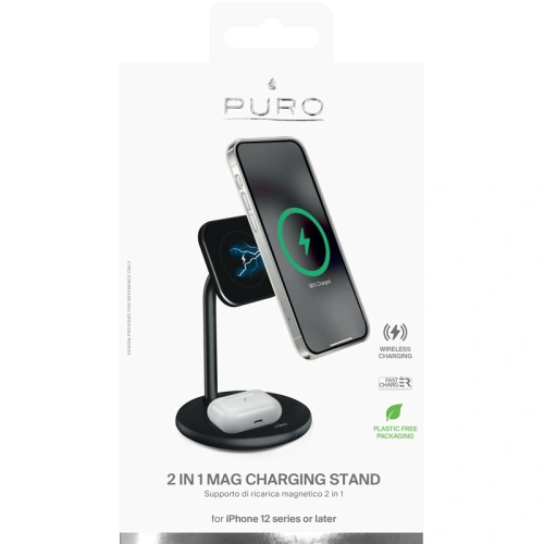 Kup Stojánek s bezdrátovou nabíječkou PURO Fast Charger 2in1 Mag Charging Stand - PUR447 - {ean13} - Sklep Home Screen