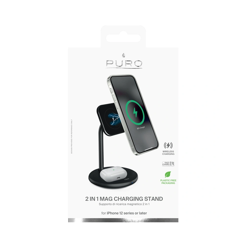 Podstawka z ładowarką bezprzewodową PURO Fast Charger 2in1 Mag Charging Stand