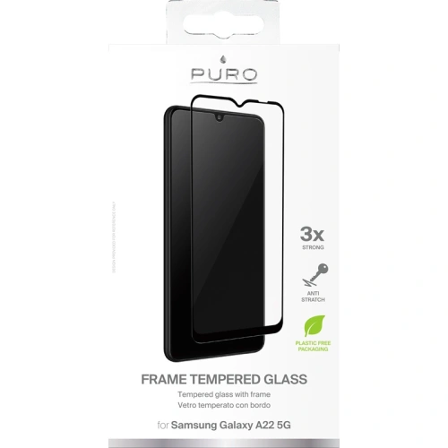 Kup Sklo tvrzené PURO Frame Tempered Glass Samsung Galaxy A22 5G (černý rámeček) - PUR448BLK - {ean13} - Sklep Home Screen