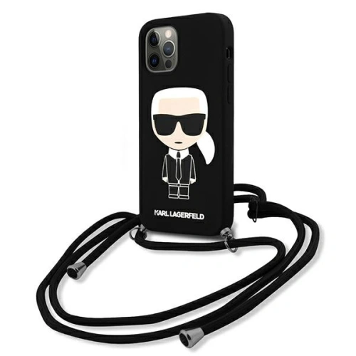 Kup Etui Karl Lagerfeld KLHCP12LWOSLFKBK Apple iPhone 12 Pro Max hardcase negru/black Silicone Cord Iconik - KLD595BLK - {ean13} - Sklep Home Screen