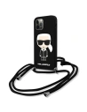 Case Karl Lagerfeld KLHCP12MWOSLFKBK Apple iPhone 12/12 Pro Hardcase schwarz/black Silikon Cord Iconik