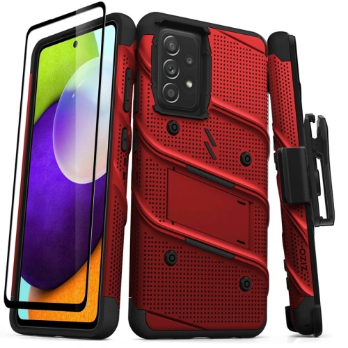 Kup Pancéřové pouzdro ZIZO BOLT Series Samsung Galaxy A52 5G/A52S se sklem 9H na displej + držák s podstavcem (červené) - ZIZ074RED - {ean13} - Sklep Home Screen