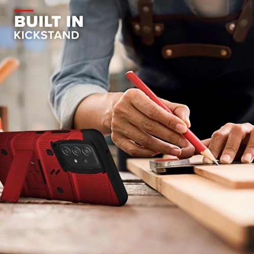 Kup Pancéřové pouzdro ZIZO BOLT Series Samsung Galaxy A52 5G/A52S se sklem 9H na displej + držák s podstavcem (červené) - ZIZ074RED - {ean13} - Sklep Home Screen