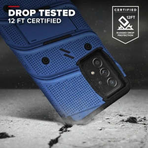 Kup Panzergelmäßig Hülle ZIZO BOLT Series Samsung Galaxy A52 5G/A52S mit 9H Glas für den Bildschirm + Halterung mit Ständer (blau) - ZIZ075BLU - {ean13} - Sklep Home Screen