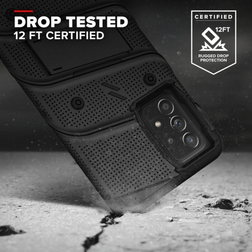 Kup Panzerglas Case ZIZO BOLT Series Samsung Galaxy A52 5G/A52S mit 9H Glas auf dem Bildschirm + Halterung mit Ständer (schwarz) - ZIZ076BLK - {ean13} - Sklep Home Screen