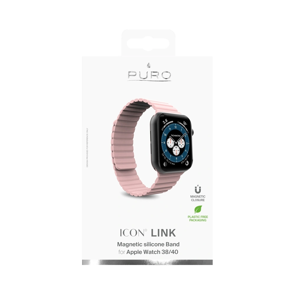 Magnetyczny pasek PURO ICON LINK Apple Watch 4/5/6/7/SE/8/9/10 40/41/42mm (S/M) (różowy)