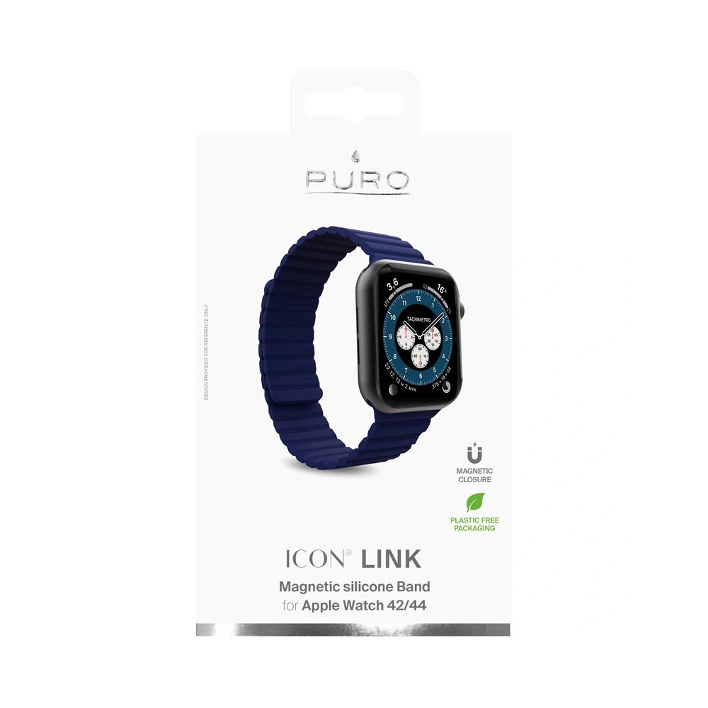 Magnetyczny pasek PURO ICON LINK Apple Watch 4/5/6/7/SE/8/9/Ultra 44/45/49mm (M/L) (granatowy)