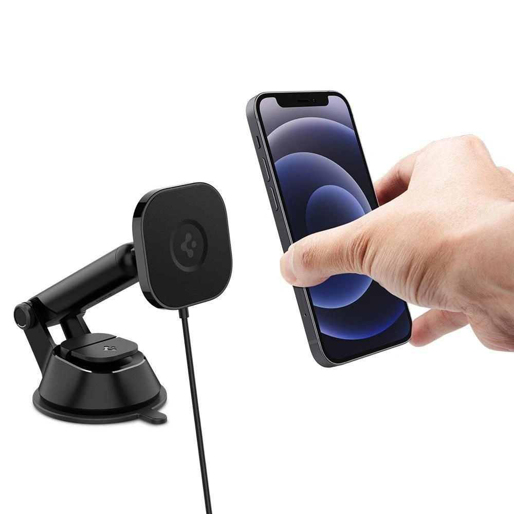 Uchwyt z ładowarką indukcyjną Spigen ITS35W Onetap Magnetic MagSafe Dashboard Charger 7.5W Black