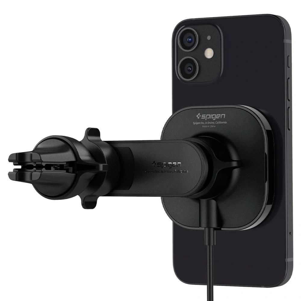 Uchwyt z ładowarką indukcyjną Spigen ITS12W Onetap Magnetic MagSafe Vent Car Charger 7.5W Black