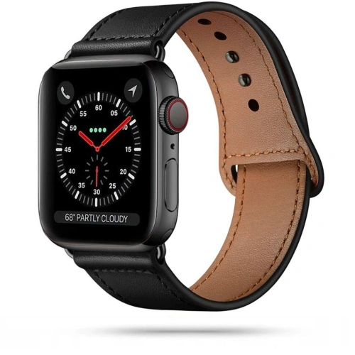 Kup Pasek Tech-Protect Leatherfit Apple Watch 4/5/6/7/SE/8/9/Ultra 44/45/49mm Černý - THP234BLK - {ean13} - Sklep Home Screen