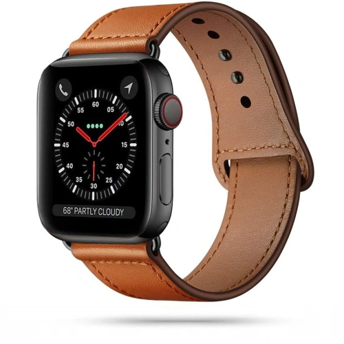 Kup Pasek Tech-Protect Leatherfit Apple Watch 4/5/6/7/SE/8/9/Ultra 44/45/49mm Hnědý - THP235BR - {ean13} - Sklep Home Screen