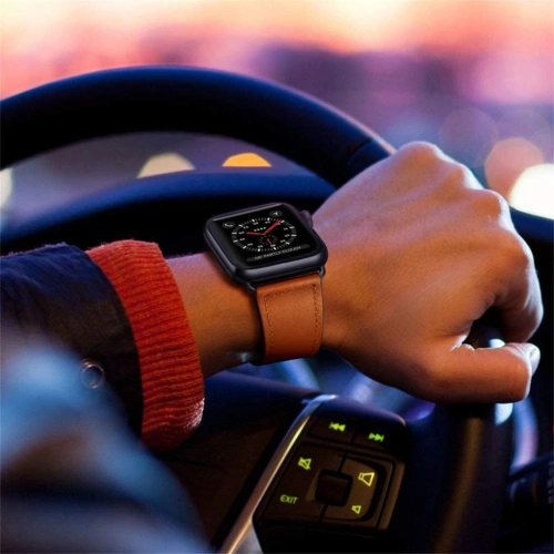 Kup Pasek Tech-Protect Leatherfit Apple Watch 4/5/6/7/SE/8/9/Ultra 44/45/49mm Hnědý - THP235BR - {ean13} - Sklep Home Screen